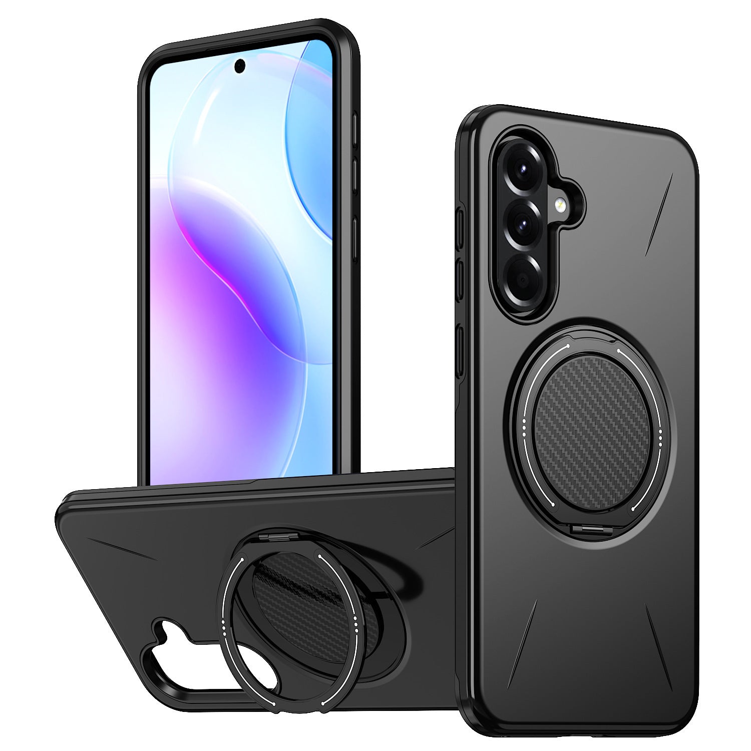 Reiko 360 Degree Rotating Magnetic Versatile Stand in black, compatible with Samsung A27